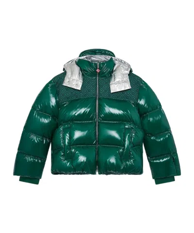 Casablanca Logo Hooded Down Jacket In Green
