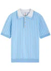 Casablanca Light Blue Polo With Classic Collar And All-over Logo Motif In Cotton Man In Blue