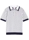 Casablanca White Polo With Classic Collar And All-over Logo Motif In Cotton Man In Navy
