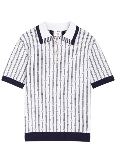 CASABLANCA CASABLANCA LOGO-INTARSIA COTTON-BLEND POLO SHIRT