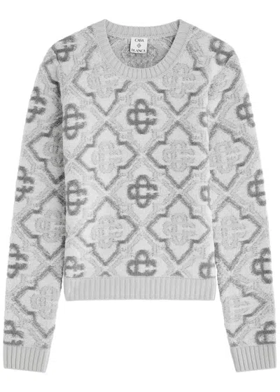 Casablanca Logo-intarsia Wool-blend Jumper In Grey