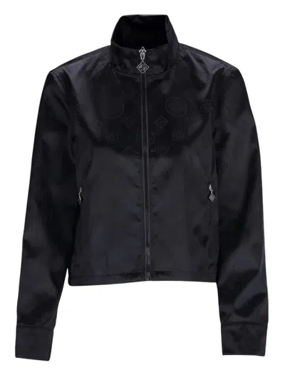 Casablanca Monogram Pattern High Collar Jacket In Black