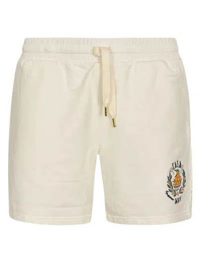 Casablanca Logo Laced Shorts In White