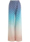 Casablanca Cc Ombre Print Silk Wide-leg Trousers In Blue
