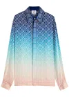 Casablanca Gradient Silk Shirt With Classic Collar In Blue