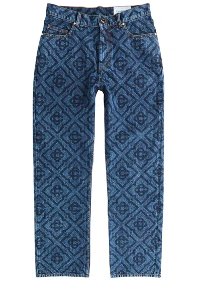 Casablanca Logo-monogrammed Straight-leg Jeans In Dark Blue