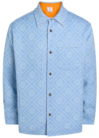 Casablanca Logo-monogrammed Wool Overshirt In Blue
