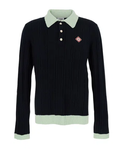 Casablanca Logo Patch Polo Shirt In Black