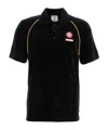 Casablanca Ribbed Collar Corduroy Polo Shirt With Short Sleeves In Black