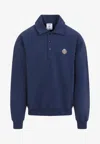Casablanca Ribbed Neckline Sweatshirt With Cuffs And Hem In Blue