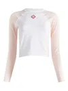 Casablanca Crewneck Logo Top With Long Raglan Sleeves In Pink