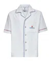 Casablanca Short Sleeved Shirt In Jacquard Cotton Blend Terry Cloth With White Monogram Men In Blue
