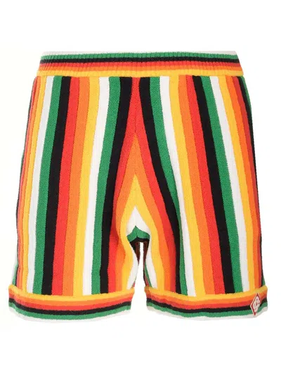 Casablanca Logo Patch Striped Towelling Shorts In Multi