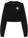 Casablanca Pearl Diamond Patch Cropped Sweatshirt In Black