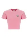 Casablanca Cropped Cotton T-shirt Embroidered Logo In Pink