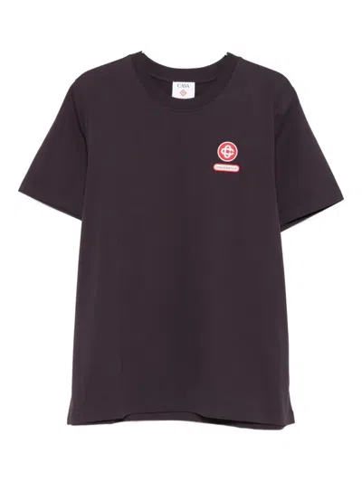 Casablanca Logo Crew Neck T-shirt In Brown