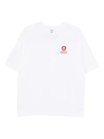 Casablanca White Dragonfly Floral Oversized T-shirt In Neutral