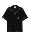Casablanca Black Shirt With Classic Lapels And All-over Embossed Monogram In Black