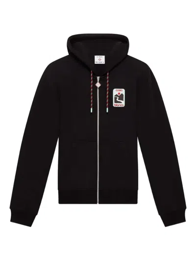 Casablanca Logo-patch Zip-up Hoodie In Black