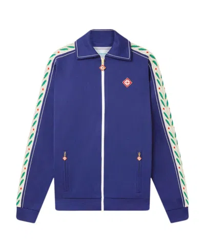 Casablanca Logo-patch Zip-up Jacket In Blue