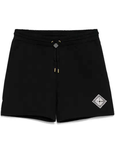 Casablanca Mens Brand-patch Two-slip-pockets Mid-rise Relaxed-fit Organic-cotton Shorts Pearl Diamond Patch