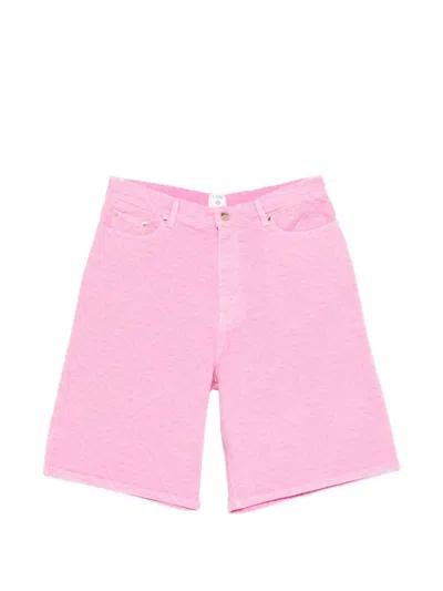 Casablanca Logo-pattern Denim Shorts In Pink