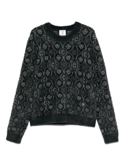 Casablanca Wool-blend Fluffy Monogram Sweater In Gray