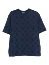 Casablanca Crew Neck T Shirt Embossed Pattern In Blue
