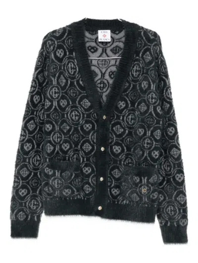 Casablanca Logo-pattern V-neck Cardigan In Black