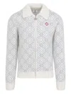 Casablanca Silver Monogram Zip Up Sweatshirt Men In Blue