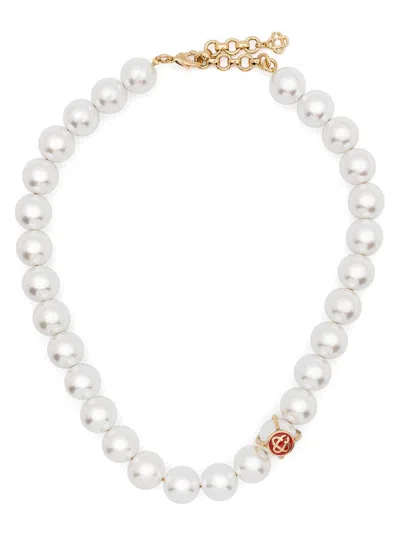 Casablanca Logo Pearl Necklace Accessories In White