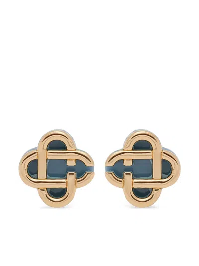 Casablanca Logo-plaque Earrings In Gold
