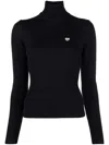 Casablanca Ribbed Turtleneck Sweater Long Sleeves In Black