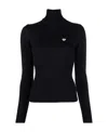 Casablanca Ribbed Turtleneck Sweater Long Sleeves In Black