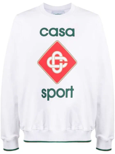 Casablanca Logo-print Organic Cotton Sweatshirt In White
