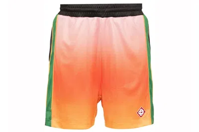 Pre-owned Casablanca Logo-print Pique Shorts Orange/multicolor