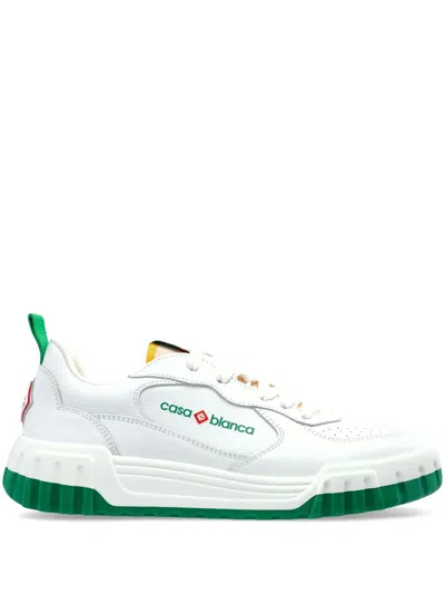 Casablanca Tennis Court White Leather Sneakers