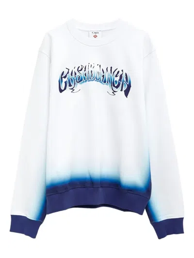 Casablanca Mens Blue Fade Spray Dye Gradient Crew-neck Cotton-jersey Sweatshirt