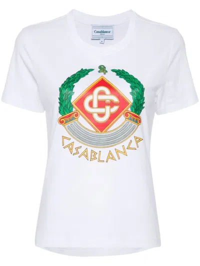 Casablanca Casa Crest T-shirt In Blanco