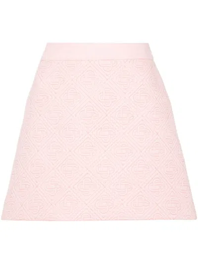 Casablanca Logo-quilted Mini Skirt In Pink