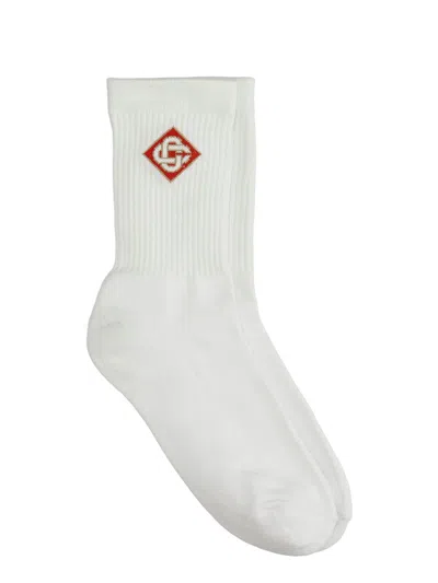 Casablanca Logo Ribbed Sport Sock In White