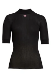 Casablanca Womens Black Brand-patch Ribbed Cotton-blend Top In Black