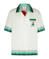 Casablanca Convertible-collar Printed Silk-twill Shirt In Green