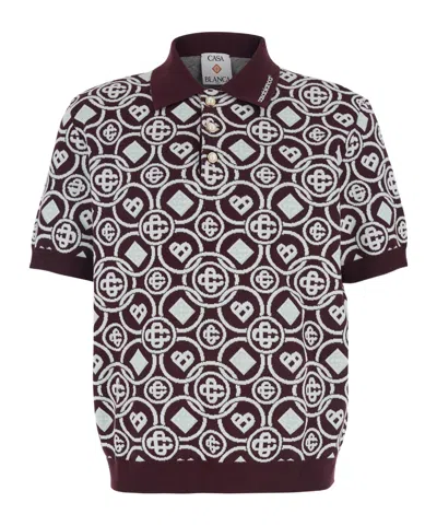 Casablanca Logo Short-sleeved Polo Shirt In Black