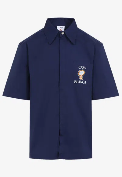 Casablanca Logo Short-sleeved Shirt In Blue