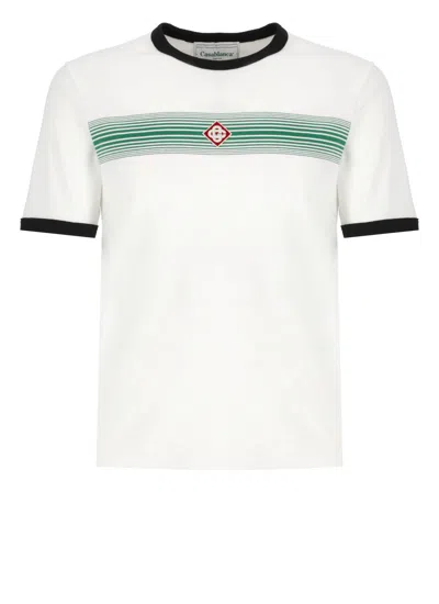 Casablanca Logo Stripe Ringer T-shirt In White
