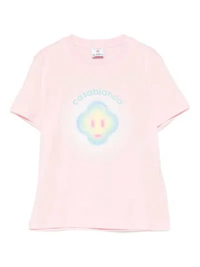 Casablanca Women Airbrush Smiley Fitted Short-sleeve T-shirt In Pink