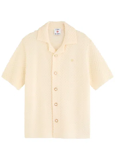 Casablanca Logo Textured Cotton-blend Shirt In White