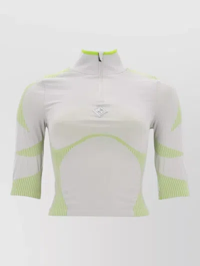 Casablanca Logo Top Three Quarter Sleeves High Collar In White