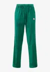 Casablanca Logo Embroidered Velvet Jogging Pants In Green